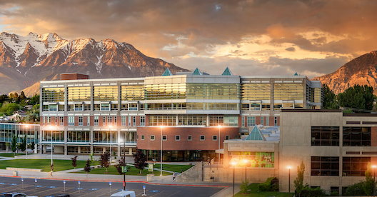 UVU Fulton Library at dusk