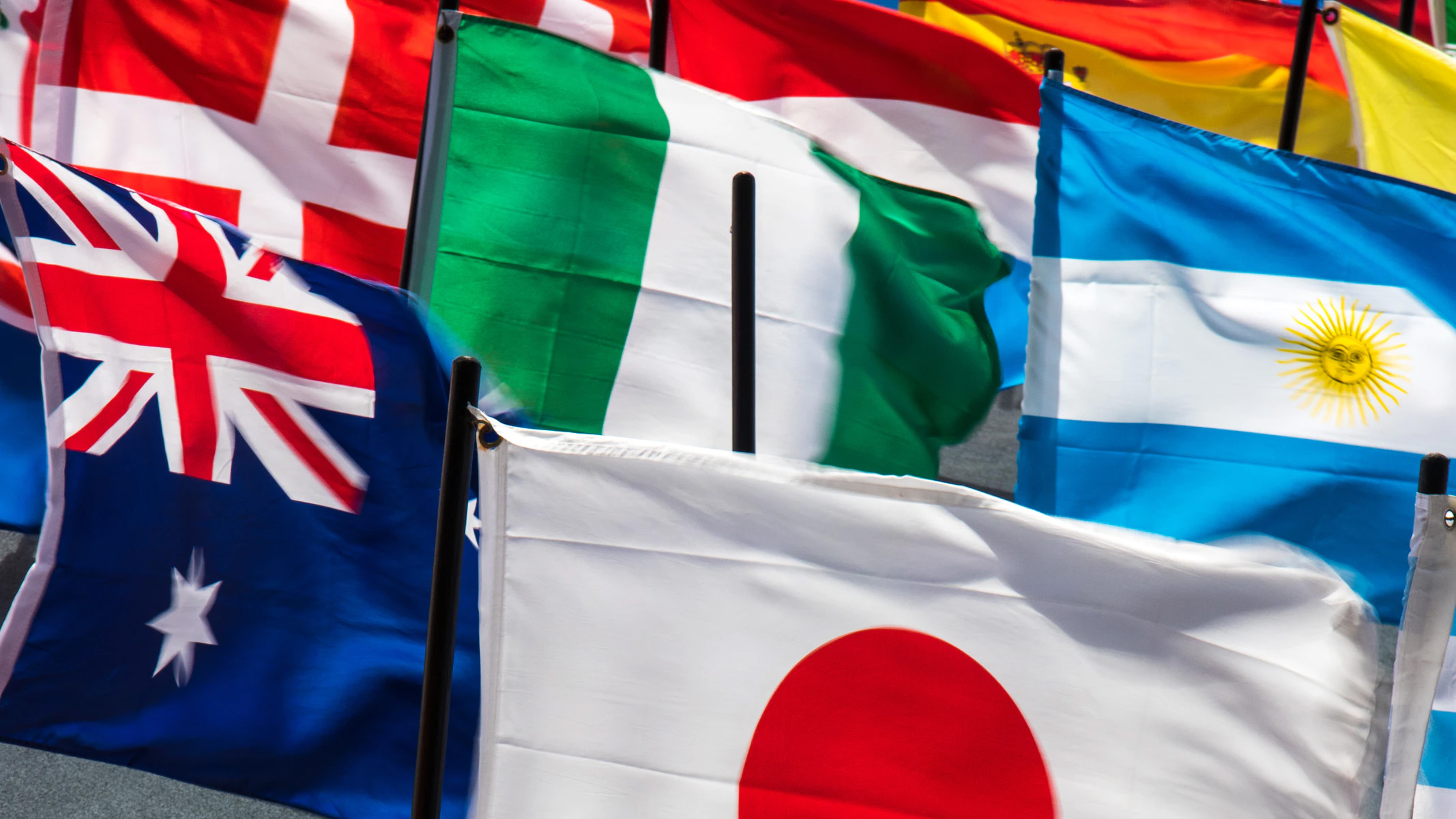 Flags of various nations.