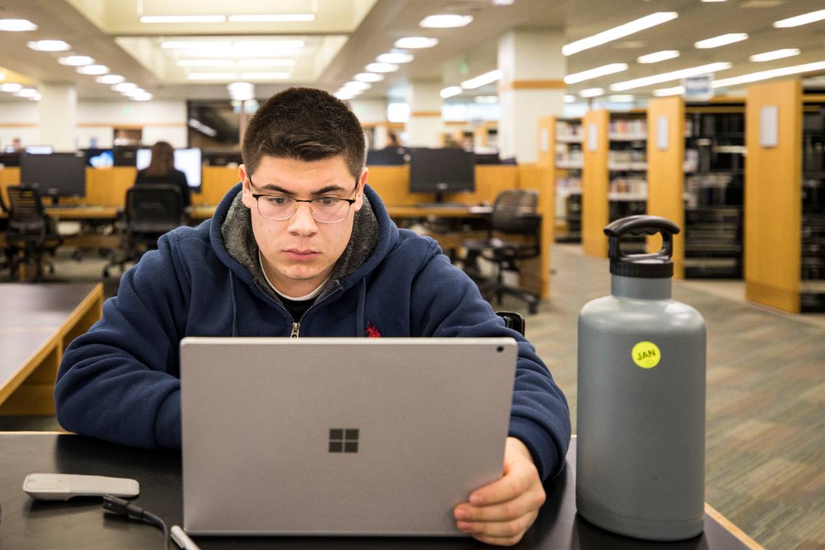 Student on a computer