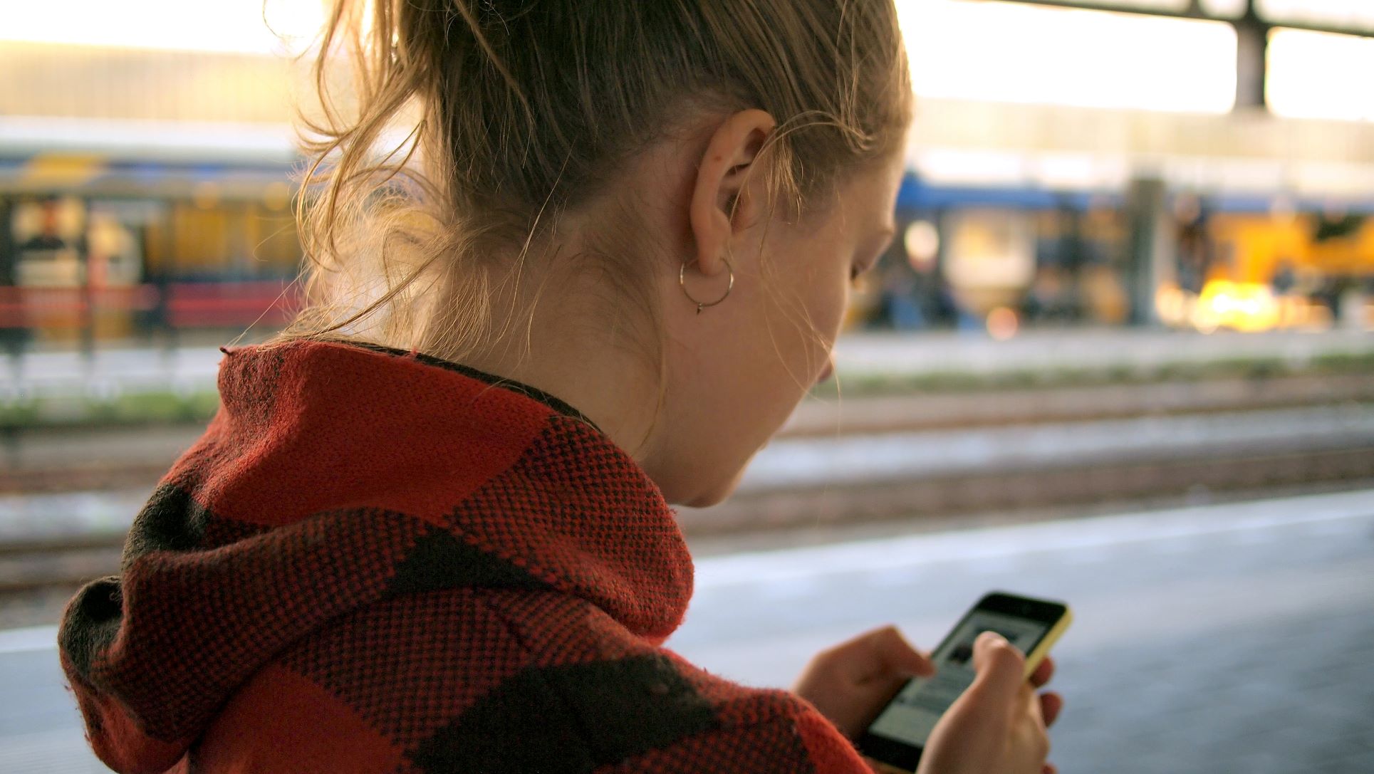 Woman looking at a phone