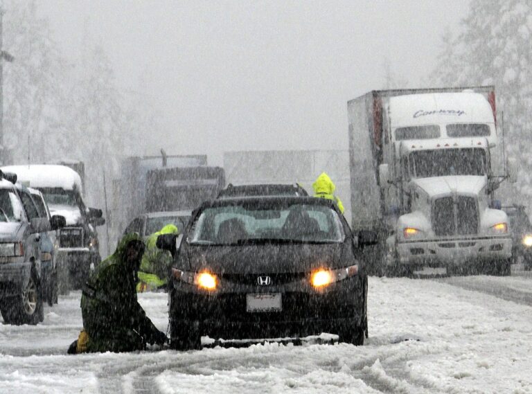 Car stuck in winter snow