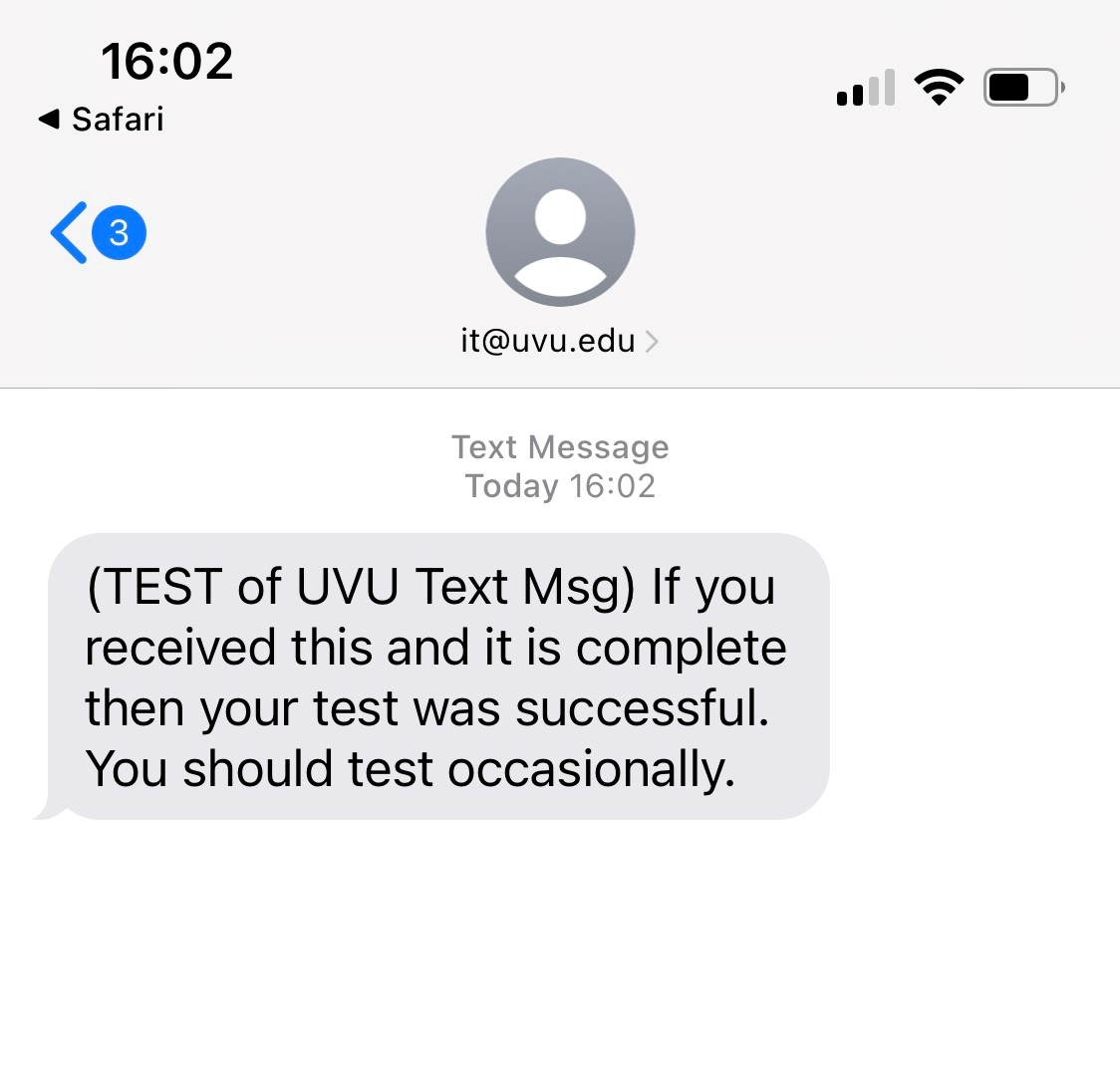 UVU Alert Messaging