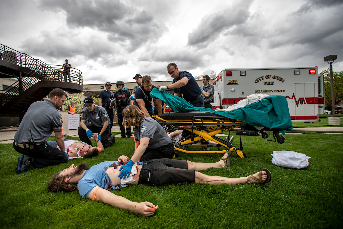 EMTs taking care of a patient