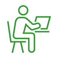 Icon of a student using a laptop