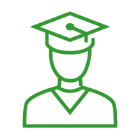 Icon of a student wearing a cap and gown