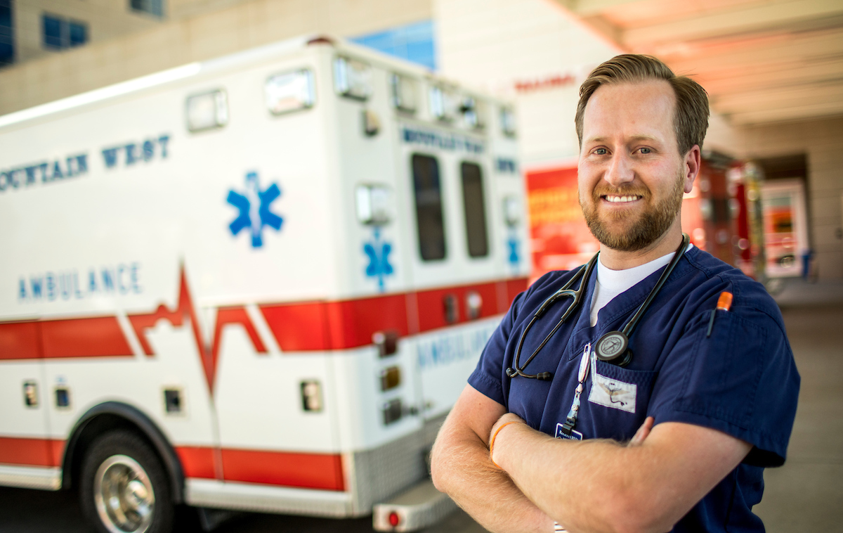 Paramedic with arms folded