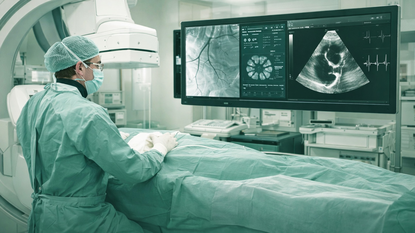 a doctor inseting a wire into a patient