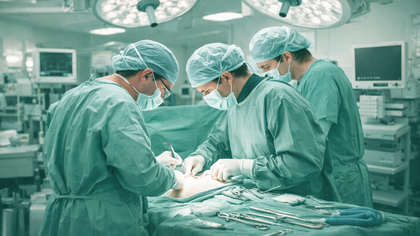 Doctors operating on a patient in the OR