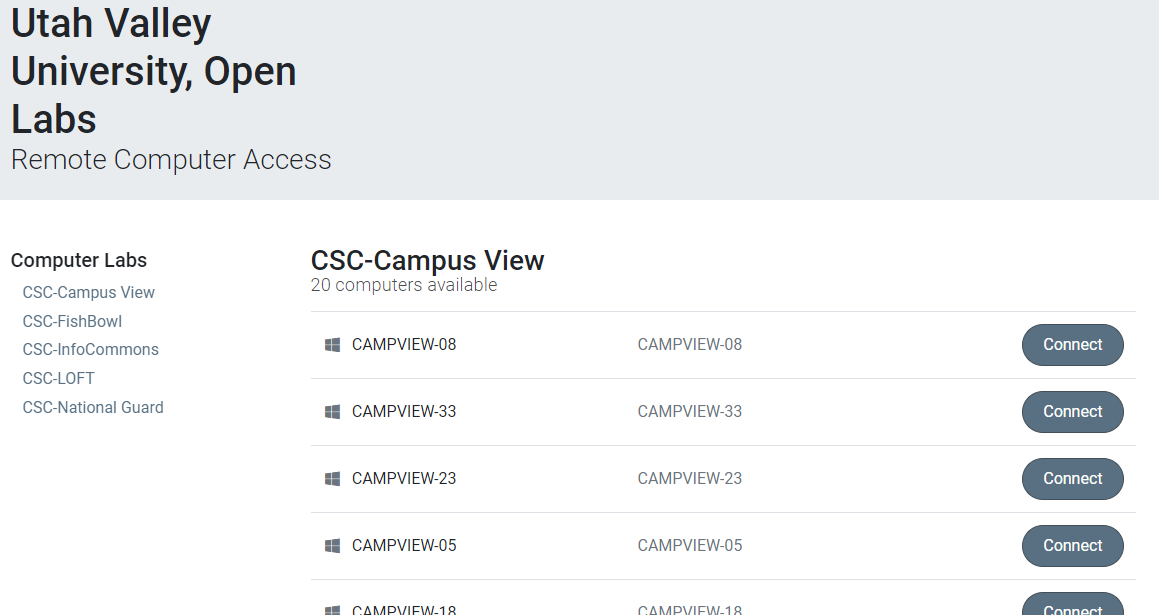 Open Labs Access Dashboard