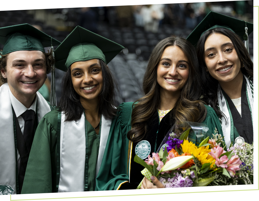 graduate students in cap and gown