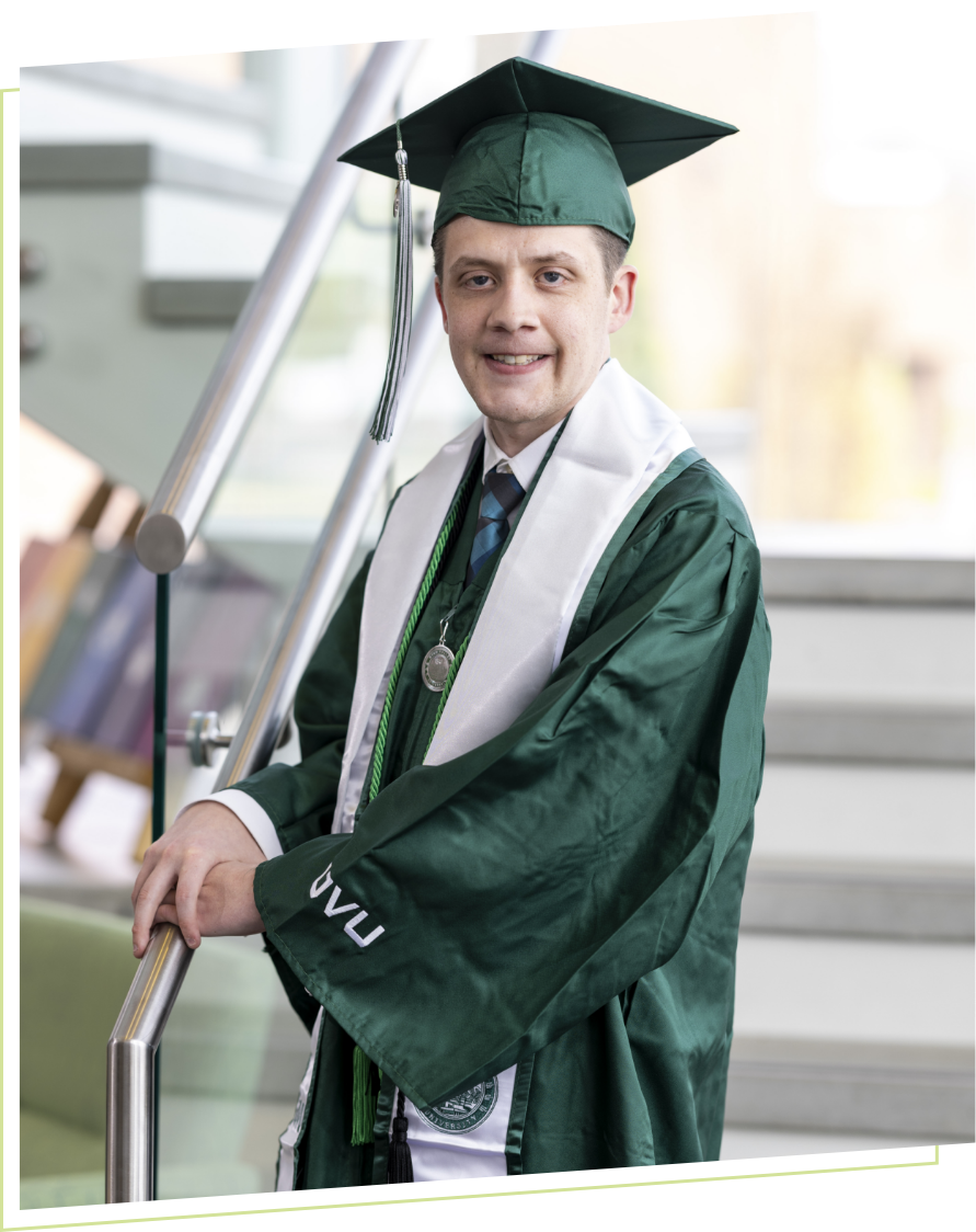 Jason Heath in cap and gown