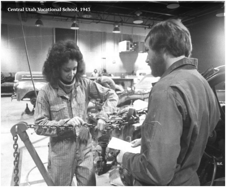 historic image of stidents working on automechanics