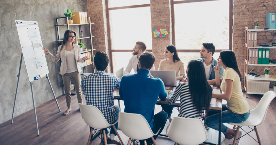Woman managing project