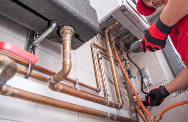 man testing HVAC system