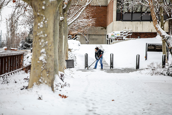 Personal shoveling snow