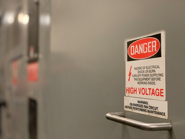Exterior danger sticker on an electrical box