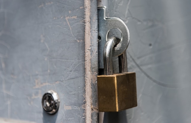 closeup door with a lock on it