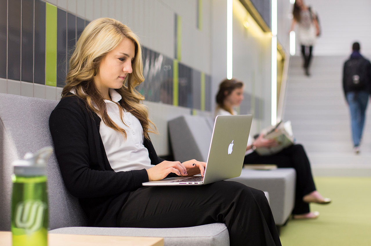 Student on computer