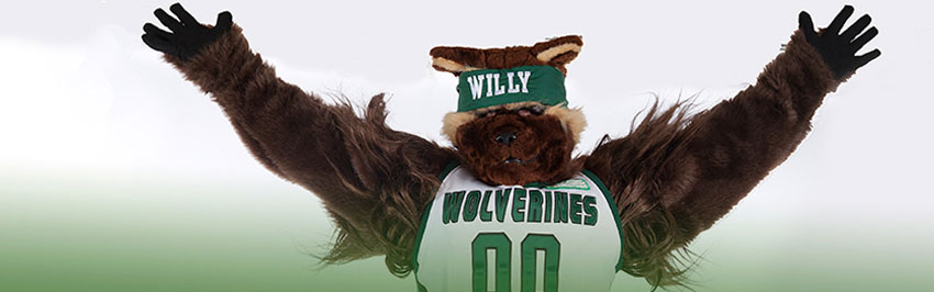 Willy the Wolverine holding his hands up.