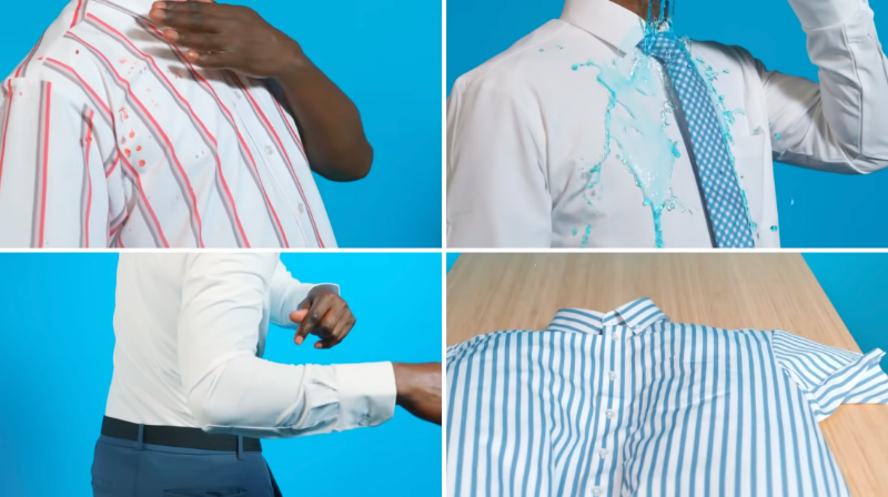 Collage of four photos showing different &Collar shirts.