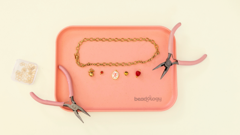 Tray of beading tools