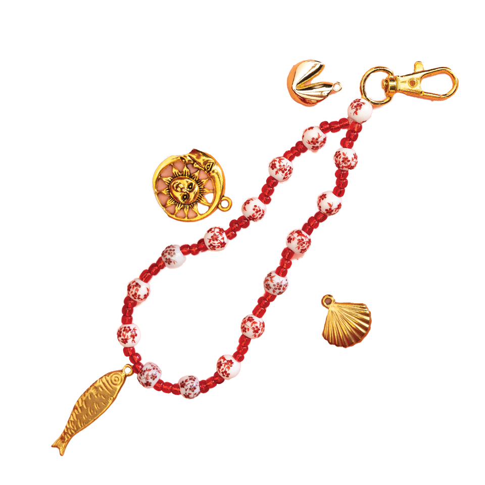 Keychain with beads and charms
