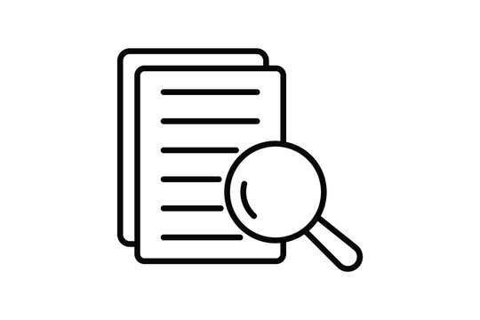magnifying glass with paper behind icon