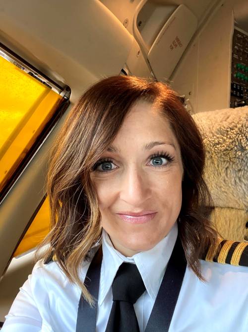 Julie Hafen in airplane