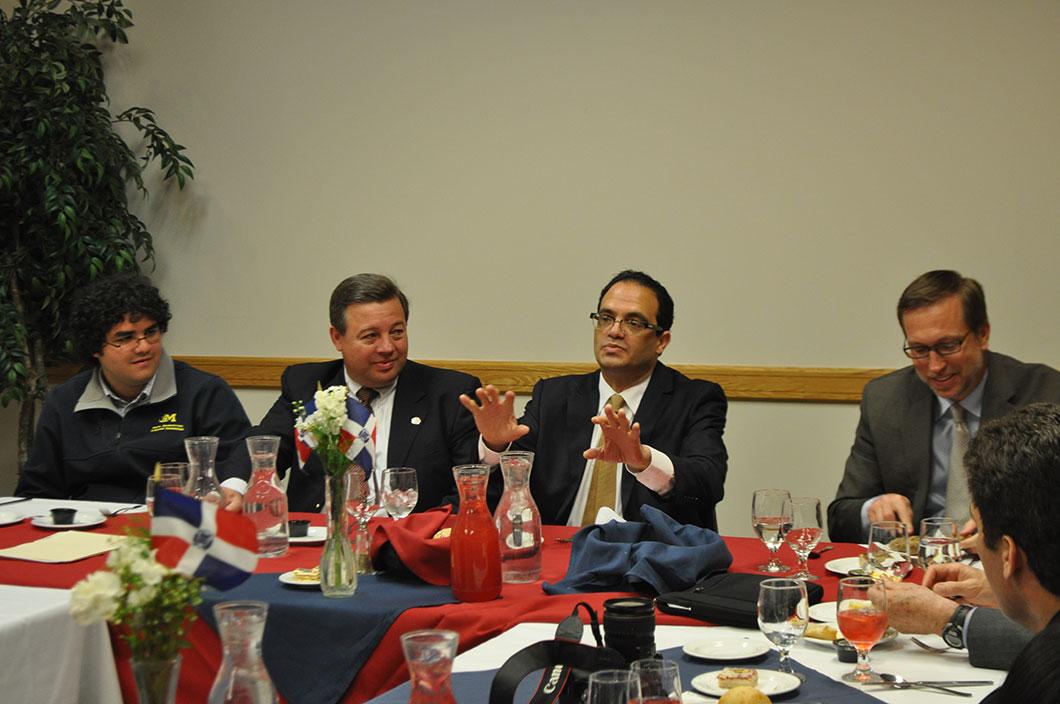 The ambassador speaking to UVU faculty and administrators at a luncheon