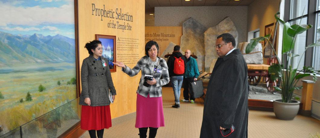 Ambassador Ntwaagae on a tour of Temple Square