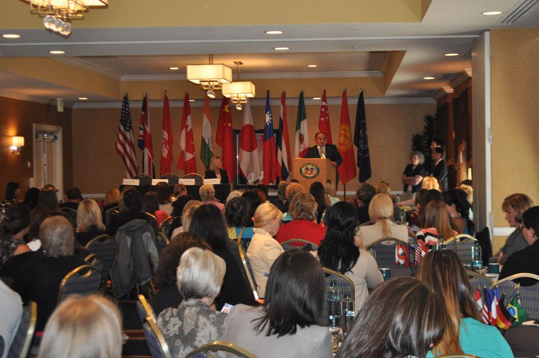 Ambassador Djumaliev speaks at the 2013 Women in International Business Conference held at the Hotel Monaco.