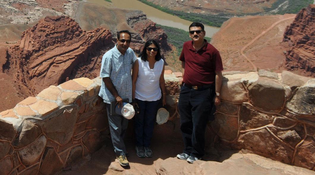 Ambassador Parthasarathi, his wife and Consul Jha at Dead Horse Point in Southern Utah