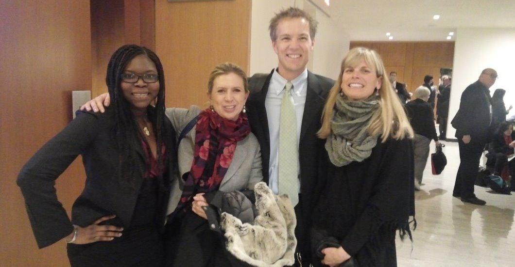 Marie Poudiougou with Panelists Ms. Rosalaura Romeo, Mr. Jake Norton & Mrs. Norton after the conference