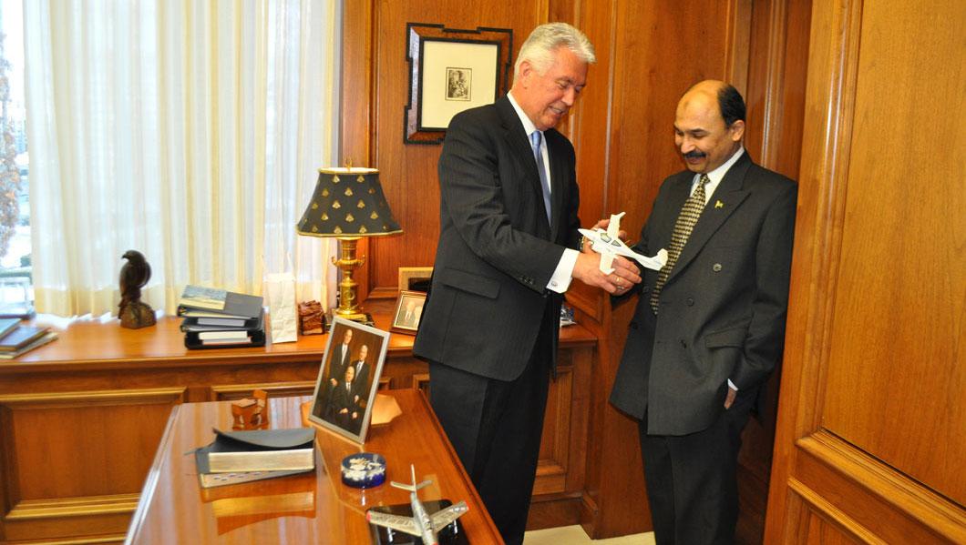 Consul General Khan with President Dieter Uchtdorf, member of the First Presidency of the LDS Church