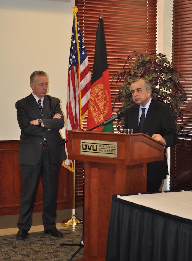 After his UVU lecture, Ambassador Tanin takes questions from the audience.