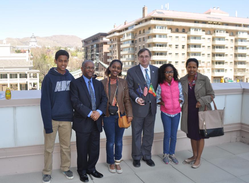 His Excellency Zerihun Retta Shumye & his Family, joined by Franz Kolb in Downtown Salt Lake City