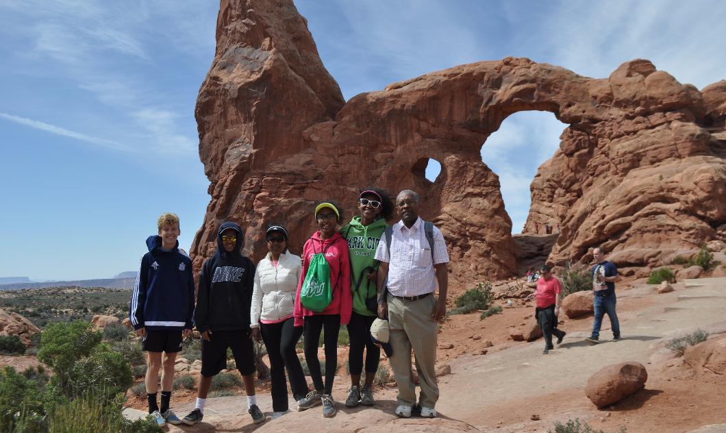 Mr. Retta & his Family enjoy Arches National Park