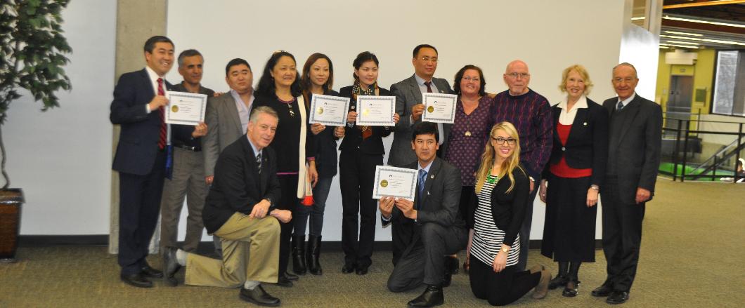 Kyrgyz delegates with their host families and UVU staff