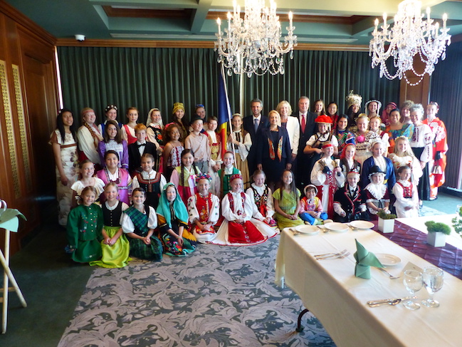 Utah International Children's Choir performs for Ambassador Jinga and his wife at the Joseph Smith Memorial Building.