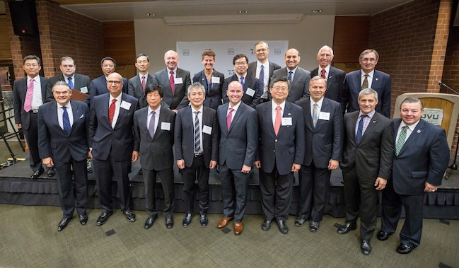 Consuls General and trade representatives from 11 different countries with Lt. Governor Spencer Cox. 