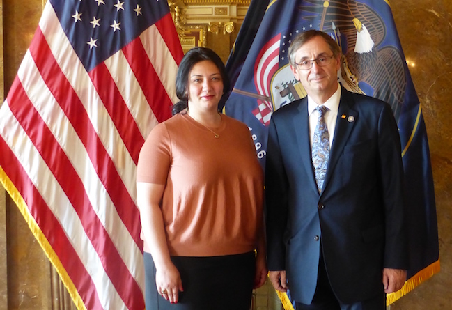 Consul General Diana Zhgenti with Franz Kolb from the Governor's Office of Economic Development. 