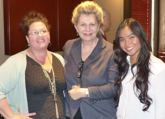 Amy Barnett and Guia Cowley from the Office of International Affairs with  Ambassador Bogyay.
