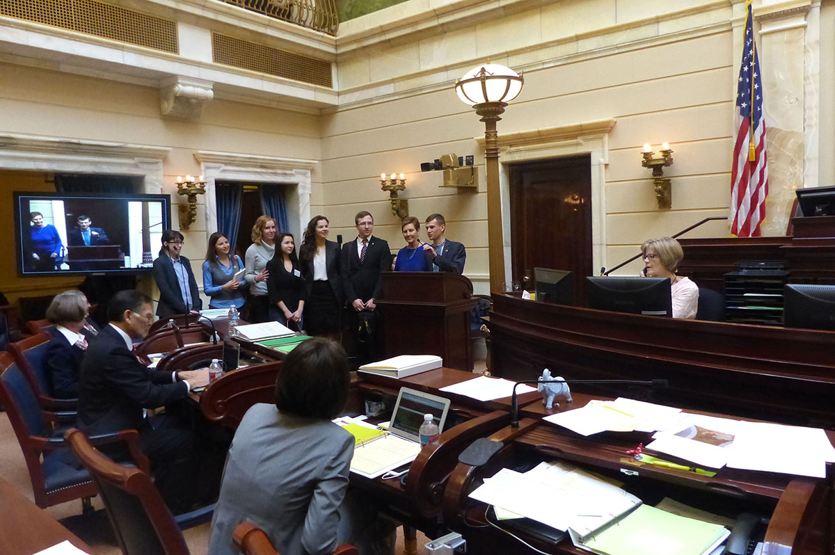 Open World Delegates are presented on the Senate Floor at the Utah State Capitol.