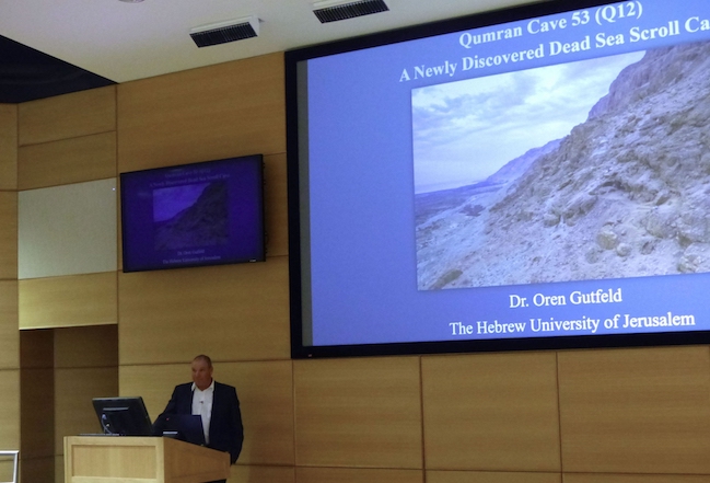 Mr. Oren Gutfeld gave a presentation to publics about his recent discovery of the 12th Dead Sea Scroll Cave outside of Qumran.
