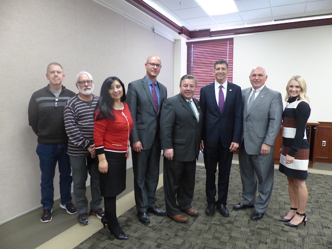 Consul General of Israel, Sam Grundwerg with UVU faculties after the luncheon.