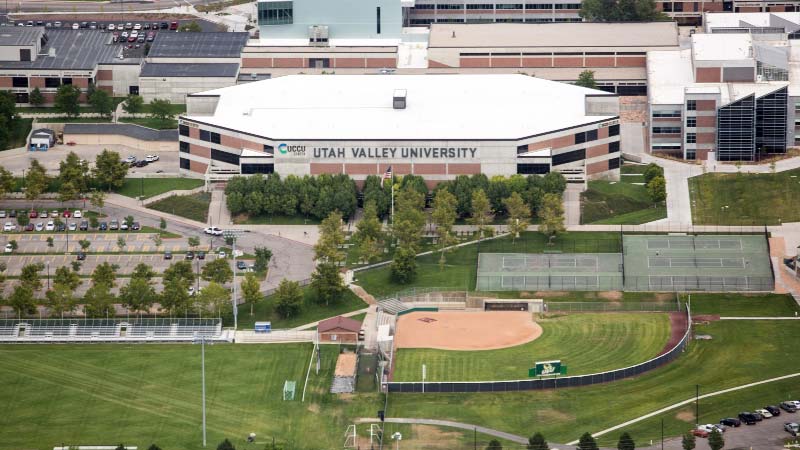 Map Information An aerial photo of the front of UVU campus