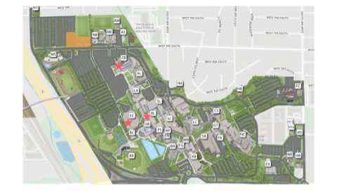 uvu campus map with primary locations of events