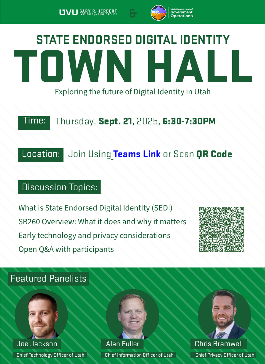 Decorative SEDI Town Hall Flyer Utah Valley 9/4 SEDI Flyer Utah County