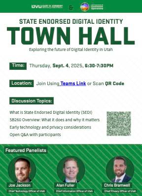 Image of SEDI Town Hall flyer for Salt Lake County, 9/4/2025