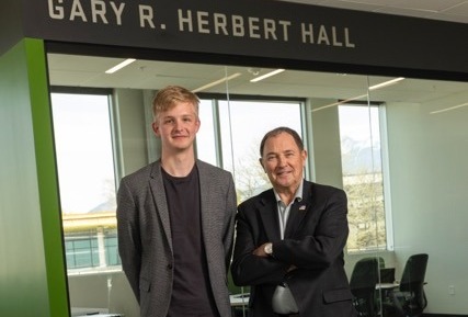 Herbert Fellow Interns, First Cohort, with Governor Gary R. Herbert and Executive Director Justin Jones, Fall 2022